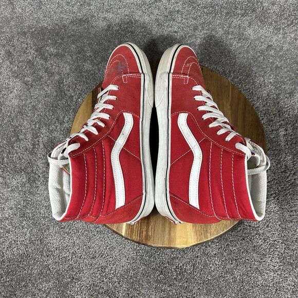 VANS SK8-HI Mens Sz 9.5 Women’s Sz 11 Racing Red Suede Skate Athletic Shoes Used main image 11